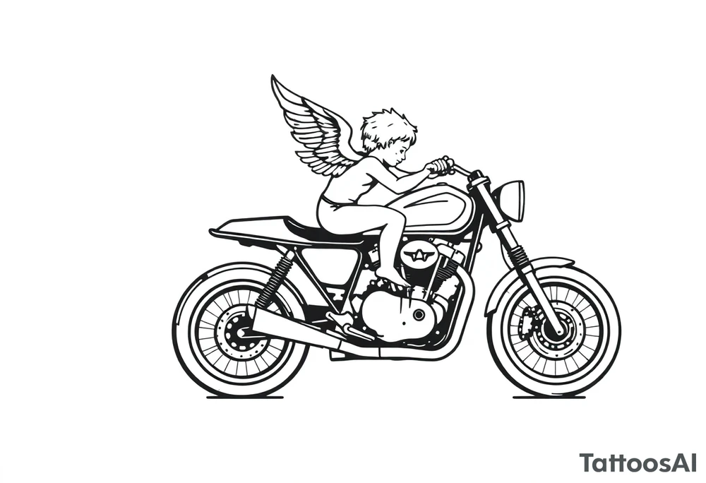 cherub on motorcycle tattoo idea