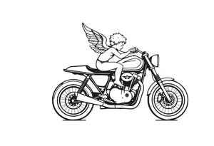 cherub on motorcycle tattoo idea