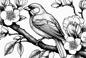 orang blossom branches with white
flowers with a bird tattoo idea
