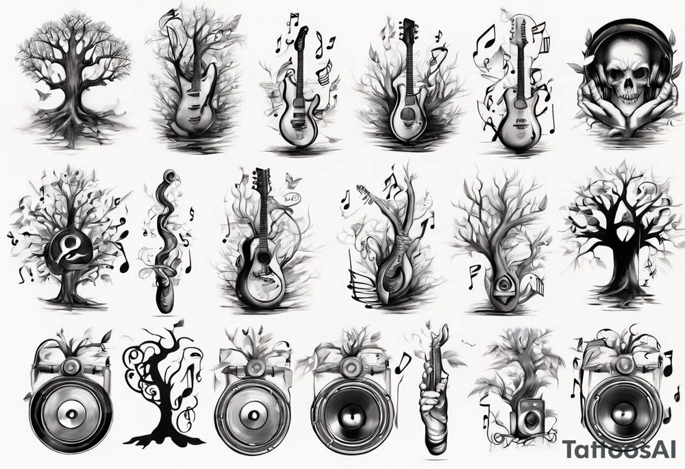 music speaker note tree staff tattoo idea