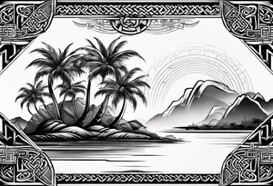 palm trees, knowledge, martial arts and the celtic symbol for family tattoo idea