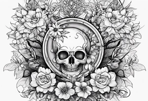 Serotonin symbol with flowers tattoo idea