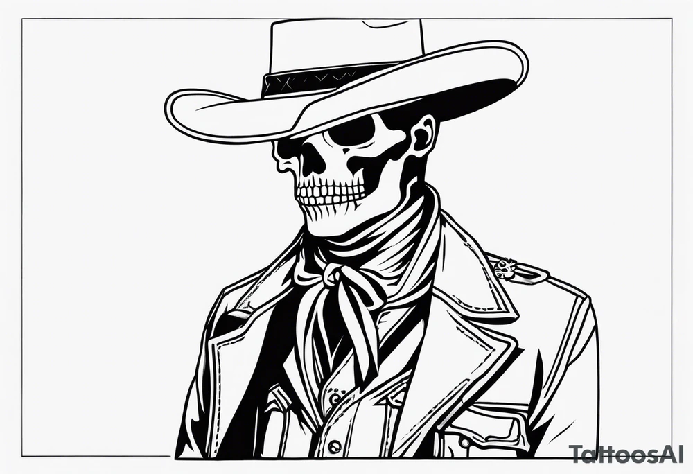 skeleton cowboy queer punk tattoo idea