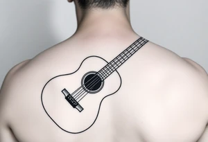 Line traditional American acoustic guitar tattoo idea