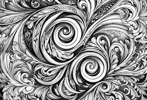 Forearm sleeve and glove with swirls and whirls of black tattoo idea