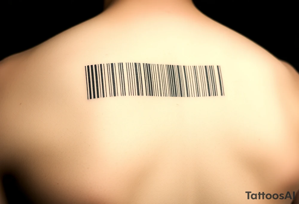 "Microrealism tattoo: barcode made of tiny hammers and sickles. Looks normal from afar, reveals details up close. 1cm height, forearm length." tattoo idea
