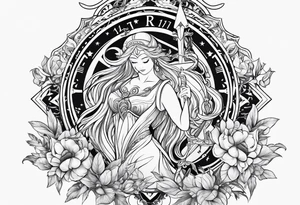 Virgo and Sagittarius zodiac signs with letter RR and date September 11 tattoo idea