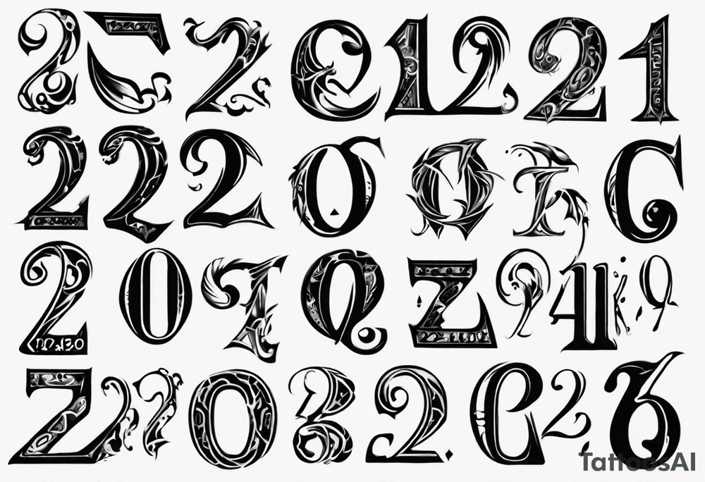 Mix the numbers 20 and 21 romar letter tattoo idea