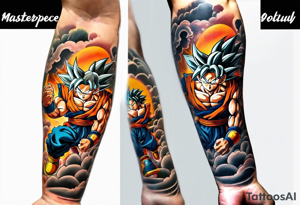 Tattoo on arm with goku with wings tattoo idea