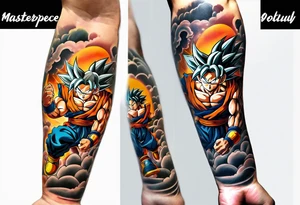 Tattoo on arm with goku with wings tattoo idea
