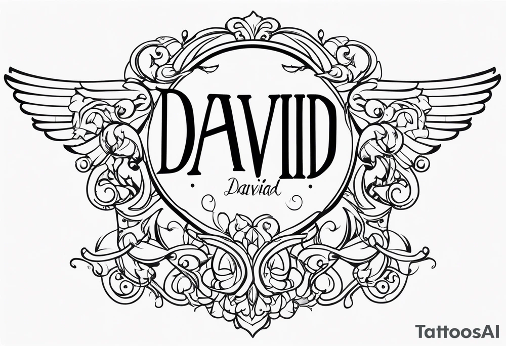 Name David with angel tattoo idea