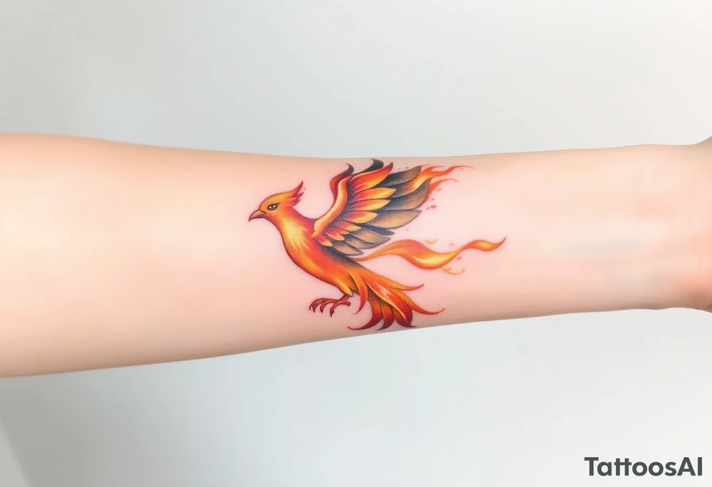 Phoenix with blazing flames tattoo idea