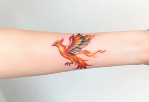 Phoenix with blazing flames tattoo idea