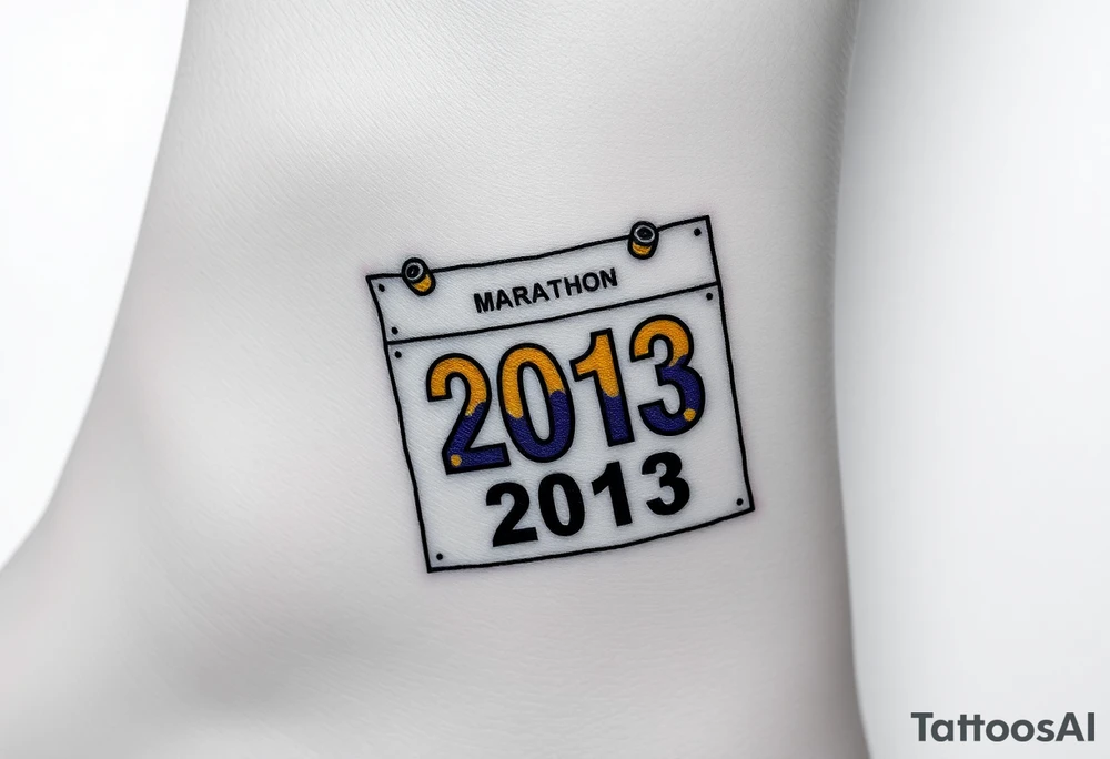 Racing half marathon bib 2013 purple and gold running safety pins piercing the skin running tattoo idea