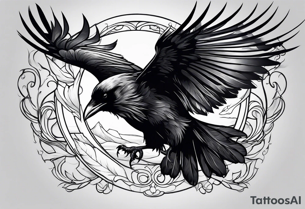 raven flying tattoo idea
