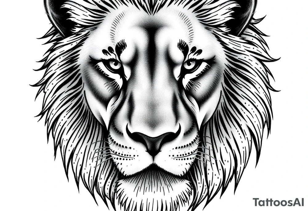 powerful majestic lion, close-up tattoo idea