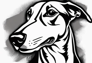 Greyhound minimalist type sketch with extra attention to his long nose and tiny buck teeth tattoo idea