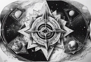 I want a sleeve having to do with being open minded, questioning everything, and challenging beliefs. I am into black holes and the Big Bang along with mathematics and the pyramids. tattoo idea