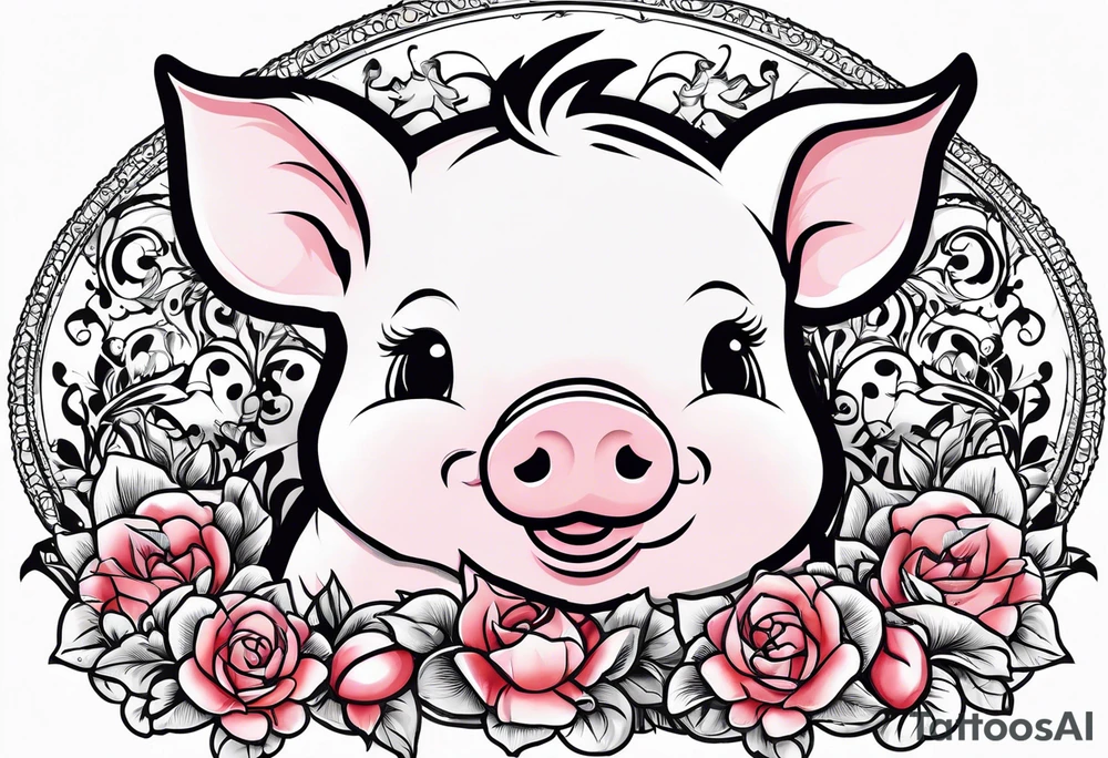 cute piglet.
with text: "friends not food" tattoo idea