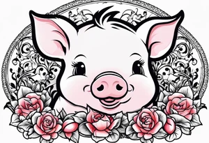cute piglet.
with text: "friends not food" tattoo idea