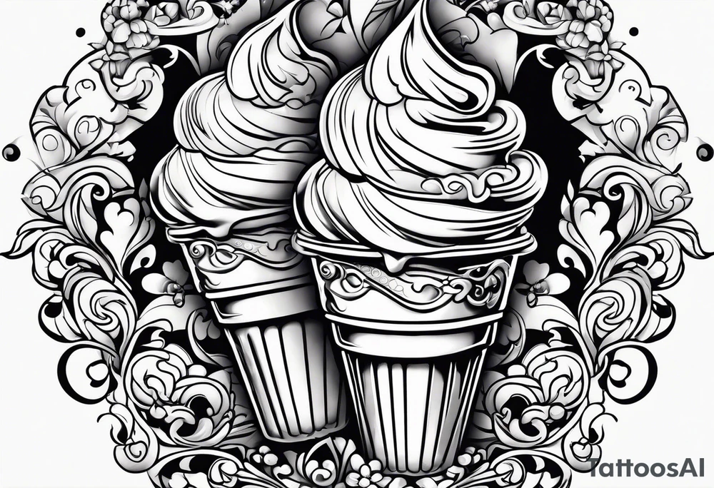 one scoop ice cream cone tattoo idea