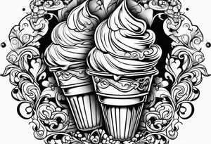 one scoop ice cream cone tattoo idea