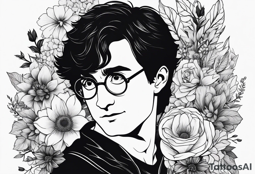 Harry Potter. Flowers. Minimal tattoo idea