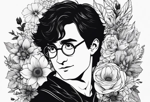 Harry Potter. Flowers. Minimal tattoo idea