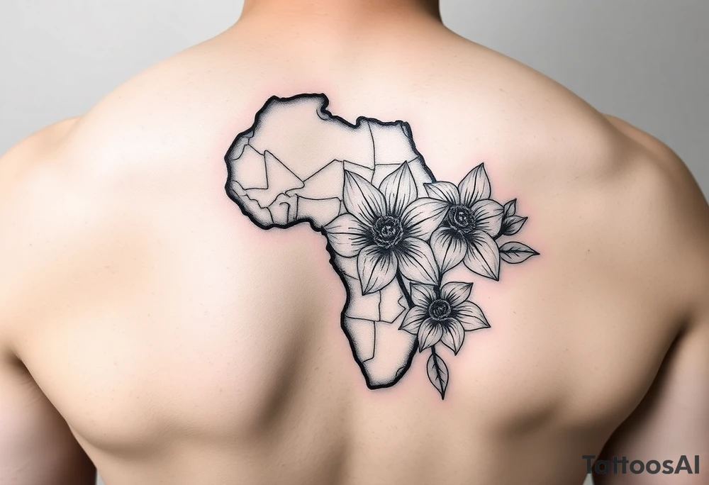 Africa and flower tattoo idea