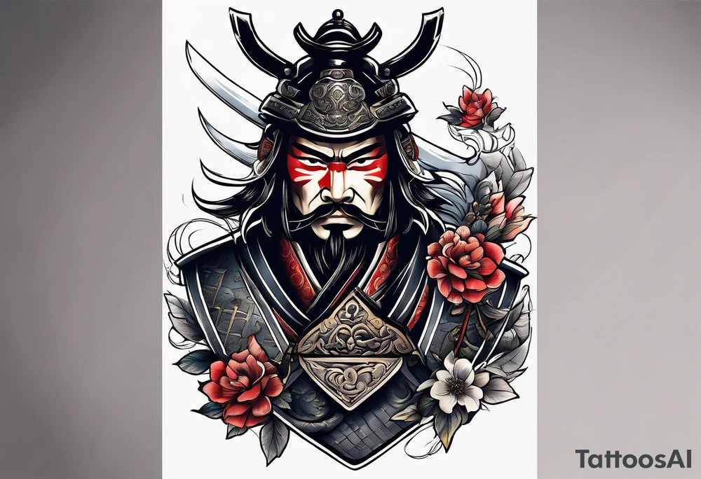 American traditional samurai tattoo idea