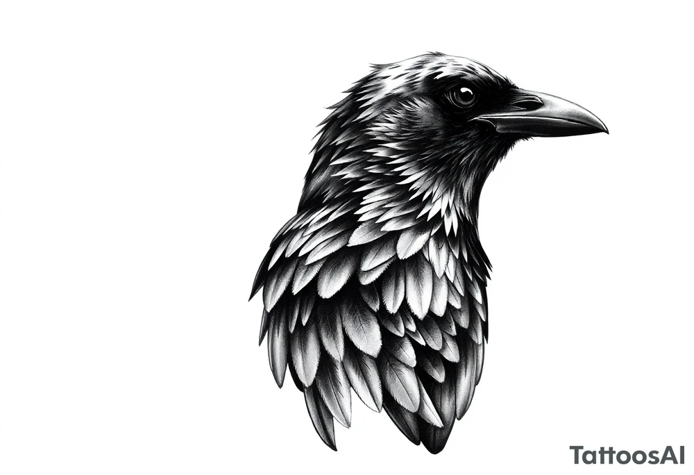 beautiful raven looking over its shoulder tattoo idea