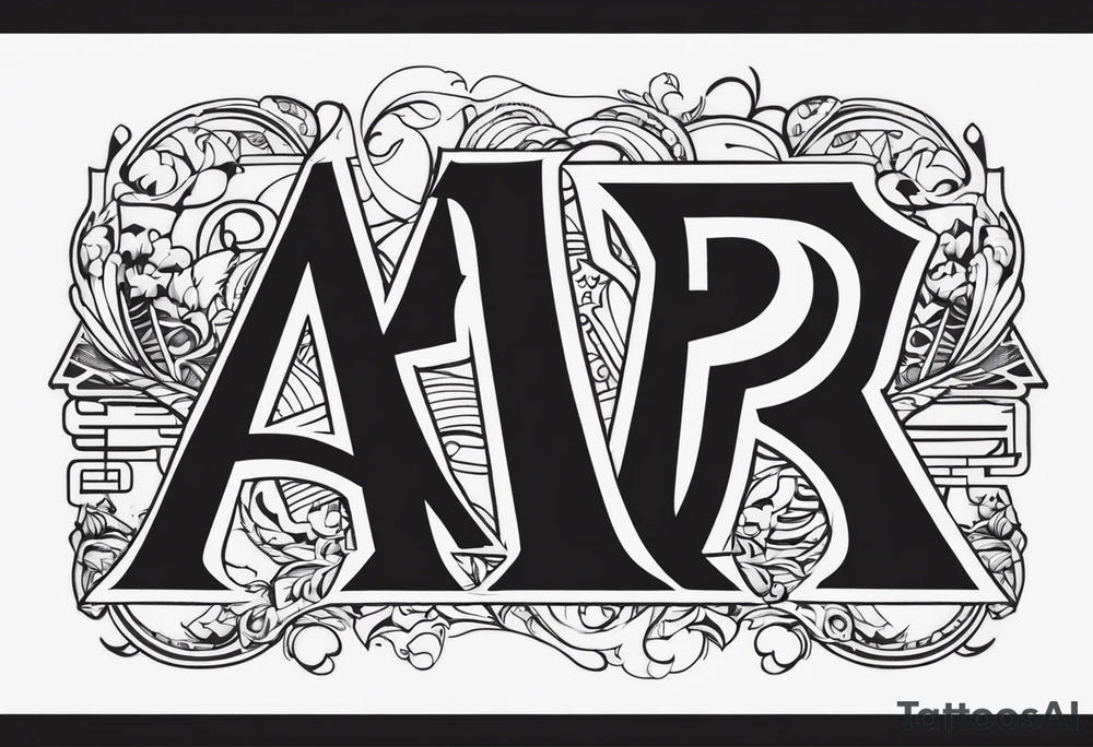 the letters A R in the middle of a ninja headband tattoo idea