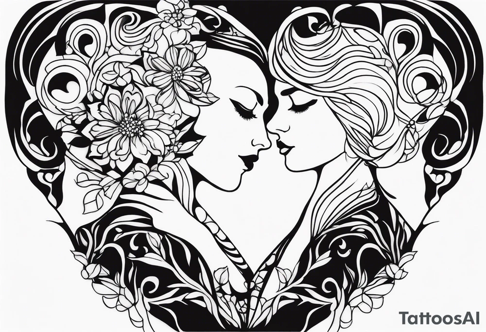 lovers sihouette tattoo idea