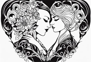 lovers sihouette tattoo idea