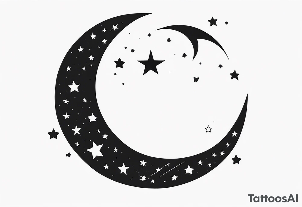 Crescent Moon & Stars tattoo idea