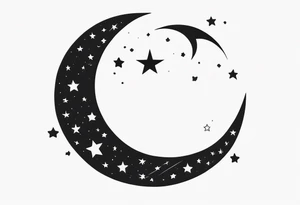Crescent Moon & Stars tattoo idea