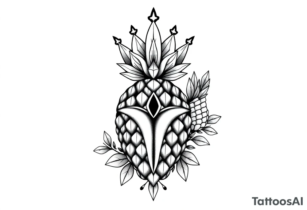Majestic ,crown pineapple vagina and anus tattoo idea