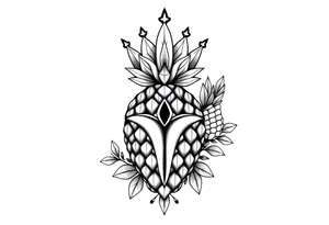 Majestic ,crown pineapple vagina and anus tattoo idea
