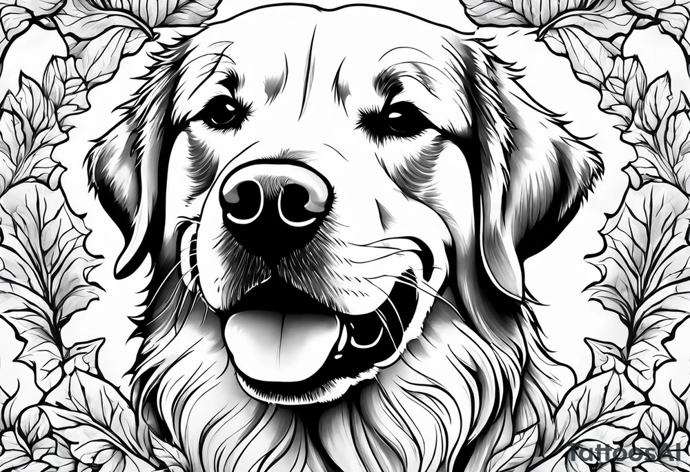 maple leaf, golden retriever tattoo idea