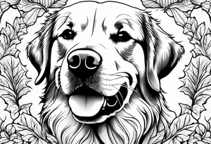maple leaf, golden retriever tattoo idea