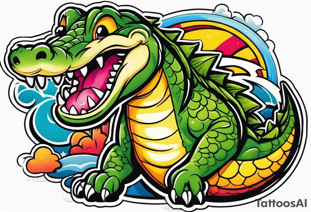 Pin up alligator tattoo idea