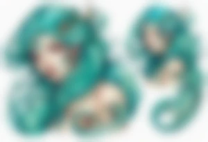 A beautiful lamia with turquois scales and teal hair. tattoo idea