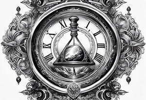 a galaxy inside an hourglass tattoo idea