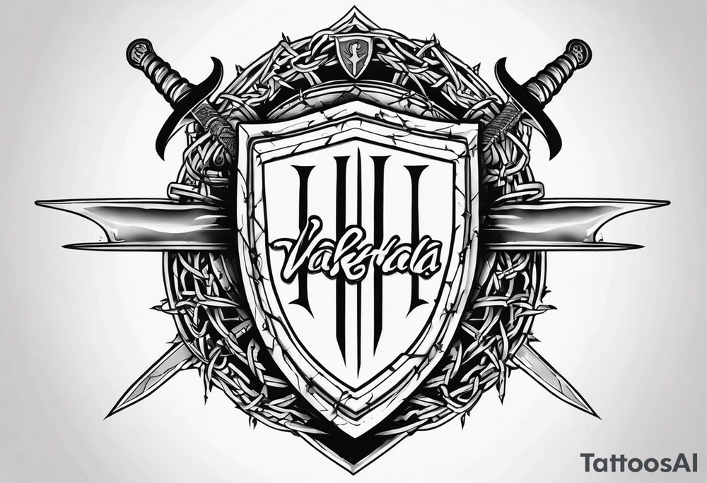 Valhalla
sword shield barbed  wire tattoo idea