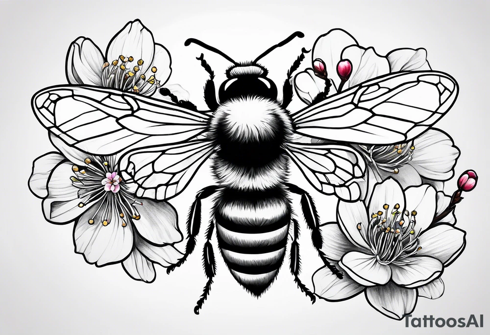 Honeybee and cherry blossom tattoo idea