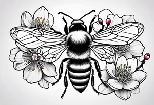 Honeybee and cherry blossom tattoo idea