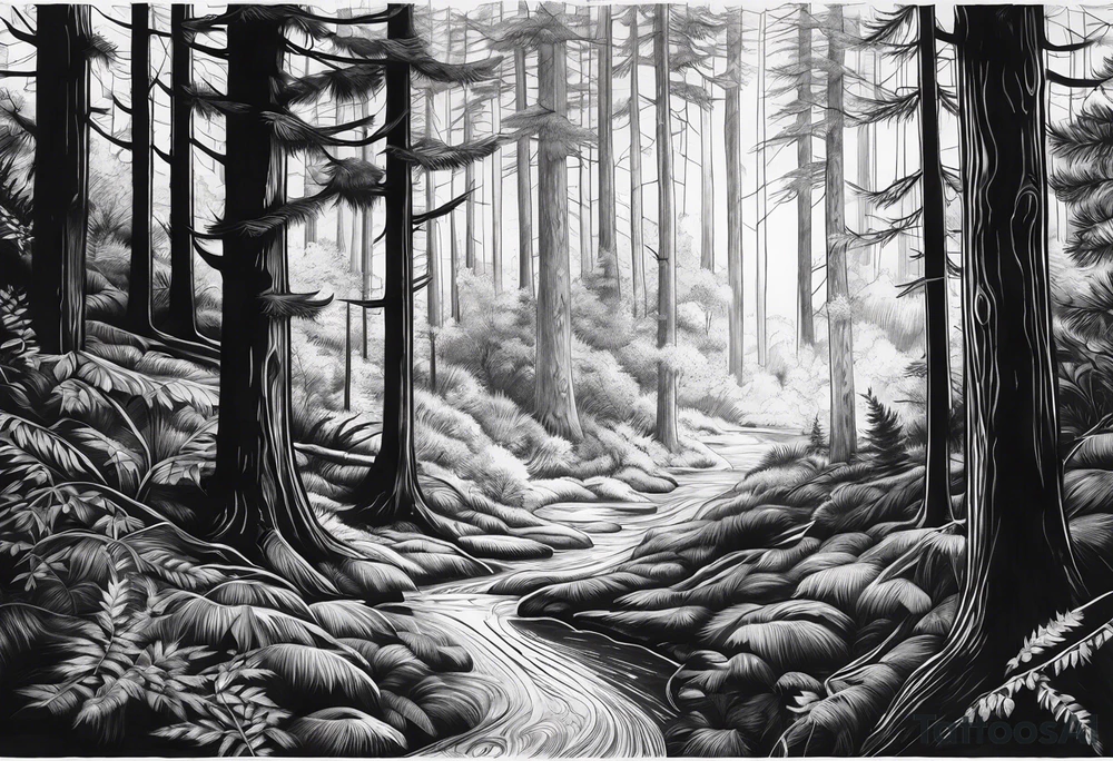 shadowy forest tattoo idea