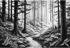 shadowy forest tattoo idea