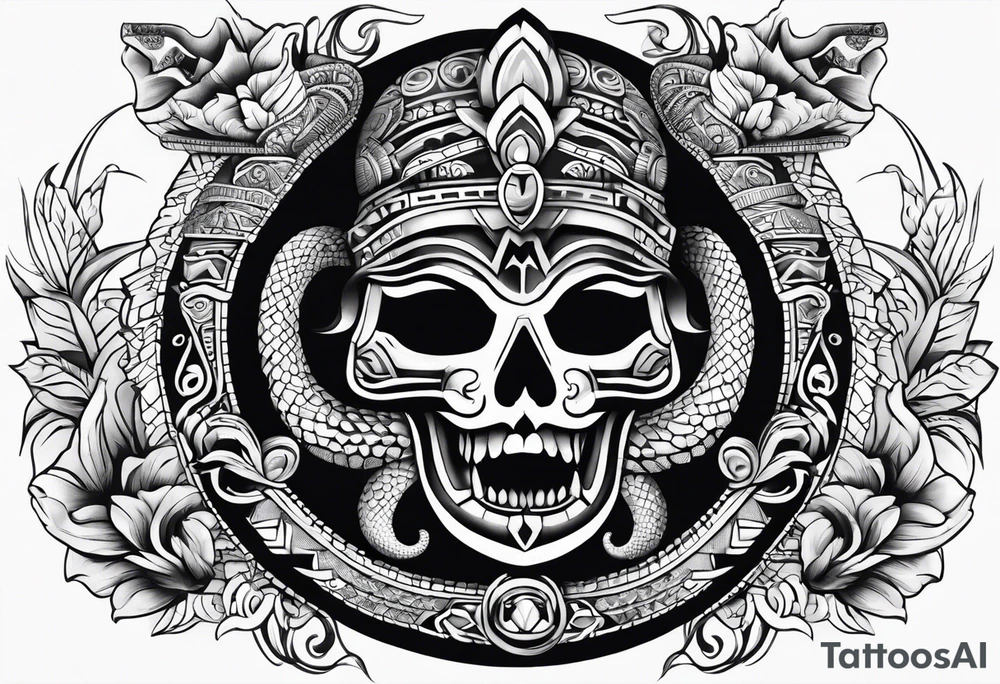 aztec snake sleeve tattoo idea