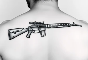 Rifle with the last name ochoa inside of it tattoo idea